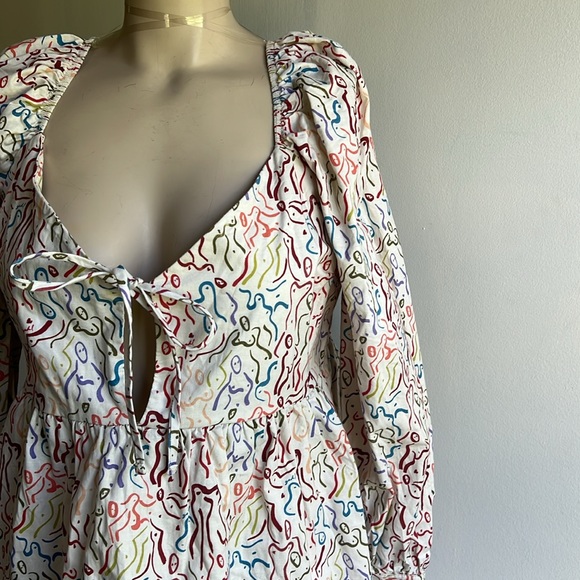 Lisa Says Gah! Lena Painted Ladies Tie Front Babydoll Dress - Picture 11 of 16